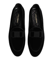 Dolce & Gabbana Black Velvet Loafers Formal Men Dress Shoes