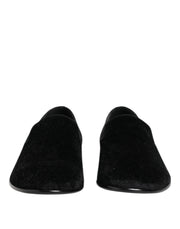 Dolce & Gabbana Black Jacquard Loafers Formal Men Dress Shoes