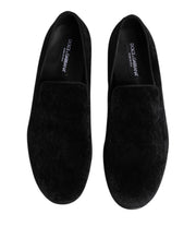 Dolce & Gabbana Black Jacquard Loafers Formal Men Dress Shoes