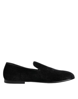 Dolce & Gabbana Black Jacquard Loafers Formal Men Dress Shoes