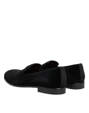 Dolce & Gabbana Black Velvet Slip On Loafers Men Formal Shoes