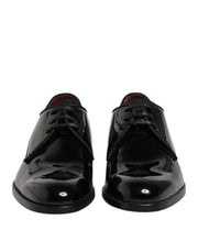 Dolce & Gabbana Black Leather Lace Up Men Derby Formal Shoes