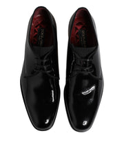Dolce & Gabbana Black Leather Lace Up Men Derby Formal Shoes