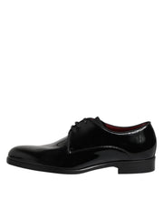 Dolce & Gabbana Black Leather Lace Up Men Derby Formal Shoes