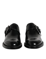 Dolce & Gabbana Black Leather Monk Strap Derby Formal Shoes