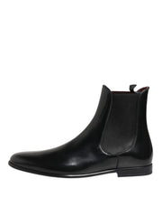 Dolce & Gabbana Black Chelsea Slip On Mid Calf Boots Shoes