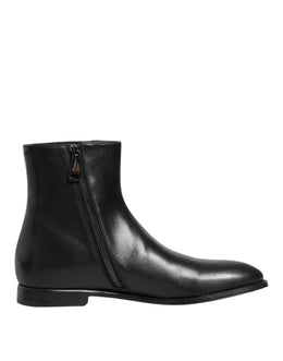 Dolce & Gabbana Black Leather Mid Calf Men Boots Shoes