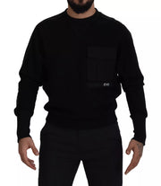 Dolce & Gabbana Black Cotton Crewneck Sweatshirt Sweater