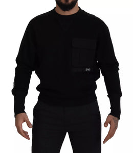 Dolce & Gabbana Black Cotton Crewneck Sweatshirt Sweater