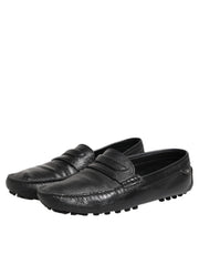 Dolce & Gabbana Black Leather Slip On Mocassin Loafer Shoes