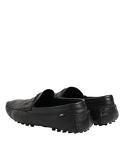 Dolce & Gabbana Black Leather Slip On Mocassin Loafer Shoes