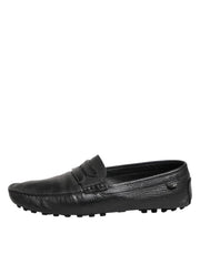 Dolce & Gabbana Black Leather Slip On Mocassin Loafer Shoes