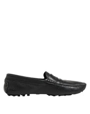Dolce & Gabbana Black Leather Slip On Mocassin Loafer Shoes