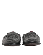 Dolce & Gabbana Black Leather Slip On Men Flat Loafers Shoes