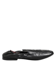Dolce & Gabbana Black Leather Slip On Men Flat Loafers Shoes