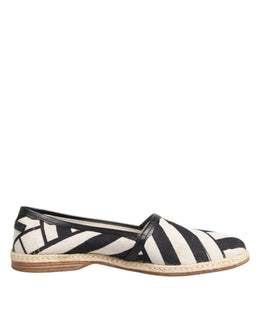 Dolce & Gabbana Black White Stripes Flat Espadrille Shoes