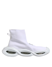 Dolce & Gabbana White Silver Slip On Wave Socks Sneakers Shoes