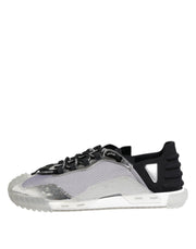 Dolce & Gabbana Silver Black Nylon NS1 Low Top Men Sneakers Shoes