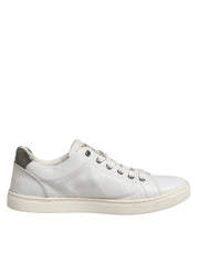 Dolce & Gabbana White Silver Sacred Heart Men Sneakers Shoes
