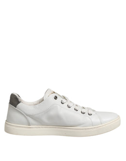 Dolce & Gabbana White Silver Sacred Heart Men Sneakers Shoes