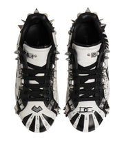 Dolce & Gabbana Black White Studded Low Top Sneakers Shoes