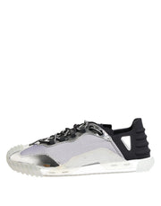 Dolce & Gabbana Silver Black Nylon NS1 Low Top Sneakers Shoes