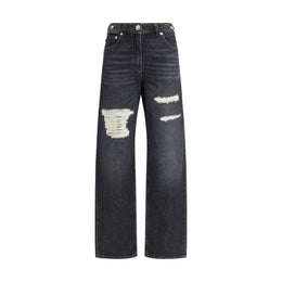 Versace Black Cotton Relaxed Fit Jeans