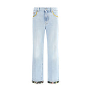 Valentino Light Blue Cotton Straight-Leg Jeans