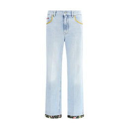 Valentino Light Blue Cotton Straight-Leg Jeans