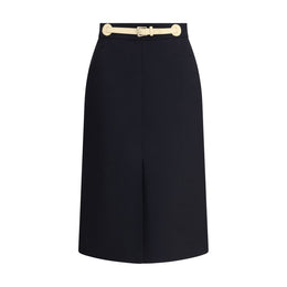 Valentino Black Fleece Wool Midi Skirt