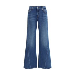 7FOR Blue Cotton Flared Jeans