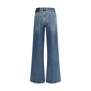 7FOR Blue Cotton Flared Jeans
