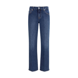 7FOR Blue Cotton Straight-Leg Jeans