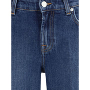 7FOR Blue Cotton Straight-Leg Jeans