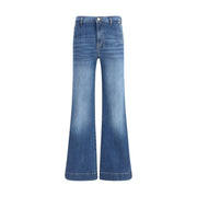 7FOR Blue Cotton Flared Jeans