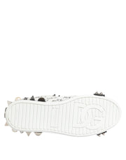 Dolce & Gabbana Black White Studded Low Top Sneakers Shoes