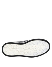 Dolce & Gabbana Gray Leather Leopard Low Top Sneakers Shoes
