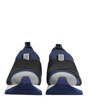 Dolce & Gabbana Blue Black Slip On Low Top Men Sneakers Shoes