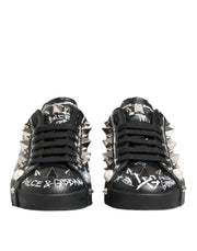 Dolce & Gabbana Black Portofino Stud Embellished Sneakers Shoes