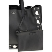 Valentino Garavani Black Calf Leather Bos Taurus Shoulder Bag