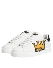 Dolce & Gabbana White Crown Patch Portofino Men Sneakers Shoes
