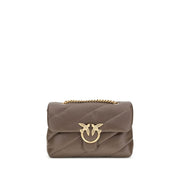 PINKO Brown Calf Leather Bos Taurus Shoulder Bag