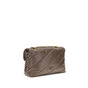 PINKO Brown Calf Leather Bos Taurus Shoulder Bag