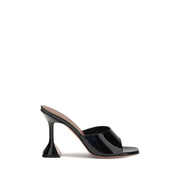 Amina Muaddi Black Calf Leather Bos Taurus Platform Sandals