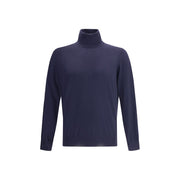 Brunello Cucinelli Blue Fleece Wool Turtleneck