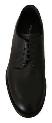 Dolce & Gabbana Black Lace Up Leather Men Formal Derby Shoes