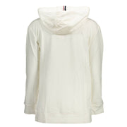 U.S. POLO ASSN. White Cotton Women Sweater with Hood and Pockets