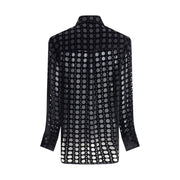 Ferragamo Black Silk Pattern Shirt