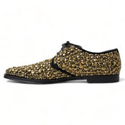 Dolce & Gabbana Black Gold Embellished Derby Shoes