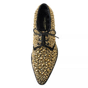 Dolce & Gabbana Black Gold Embellished Derby Shoes